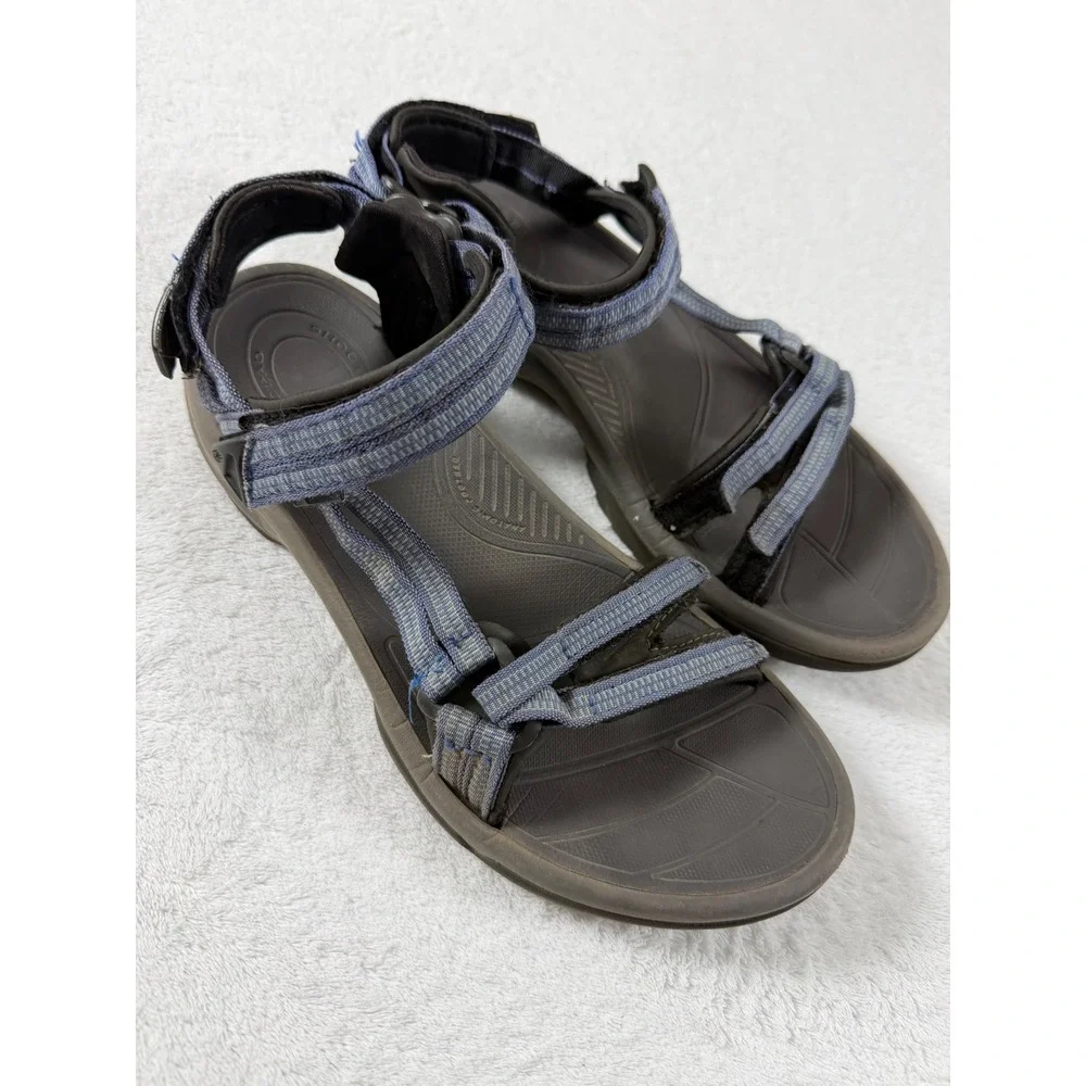 Teva Women's Terra Fi Lite Blue Grey Hiking Sandals Shoc Pad Strappy Outdoor